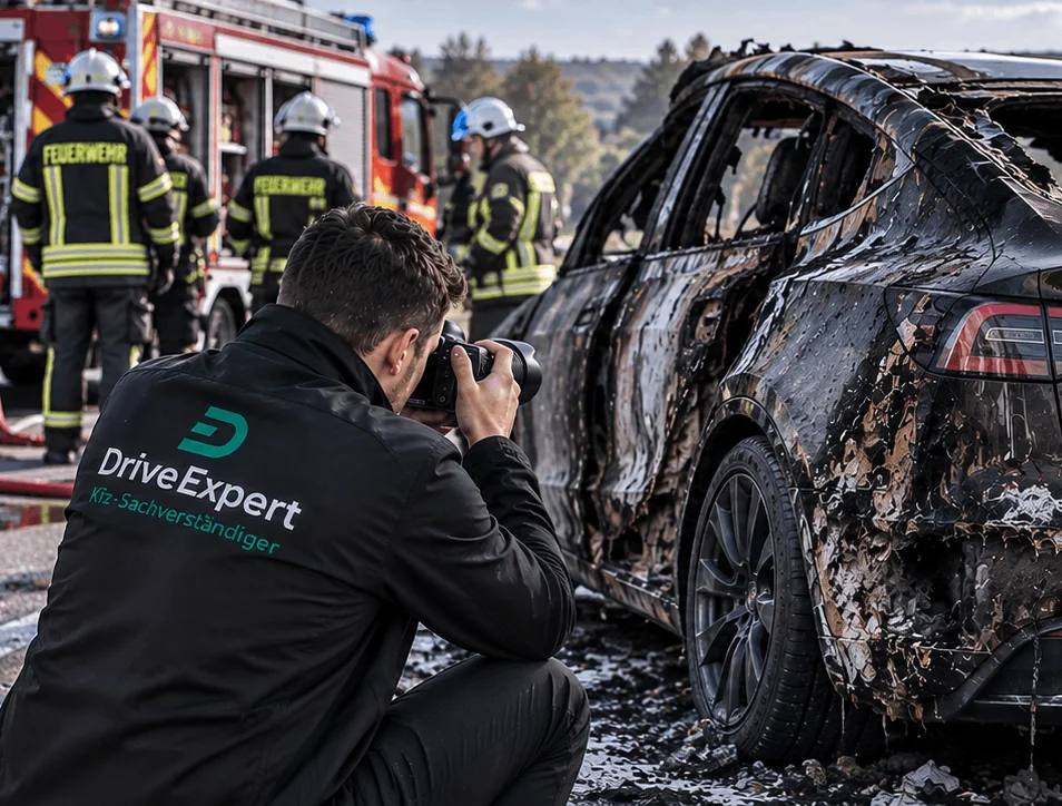 Kfz-Gutachter von Drive Expert begutachtet ein Unfallfahrzeug